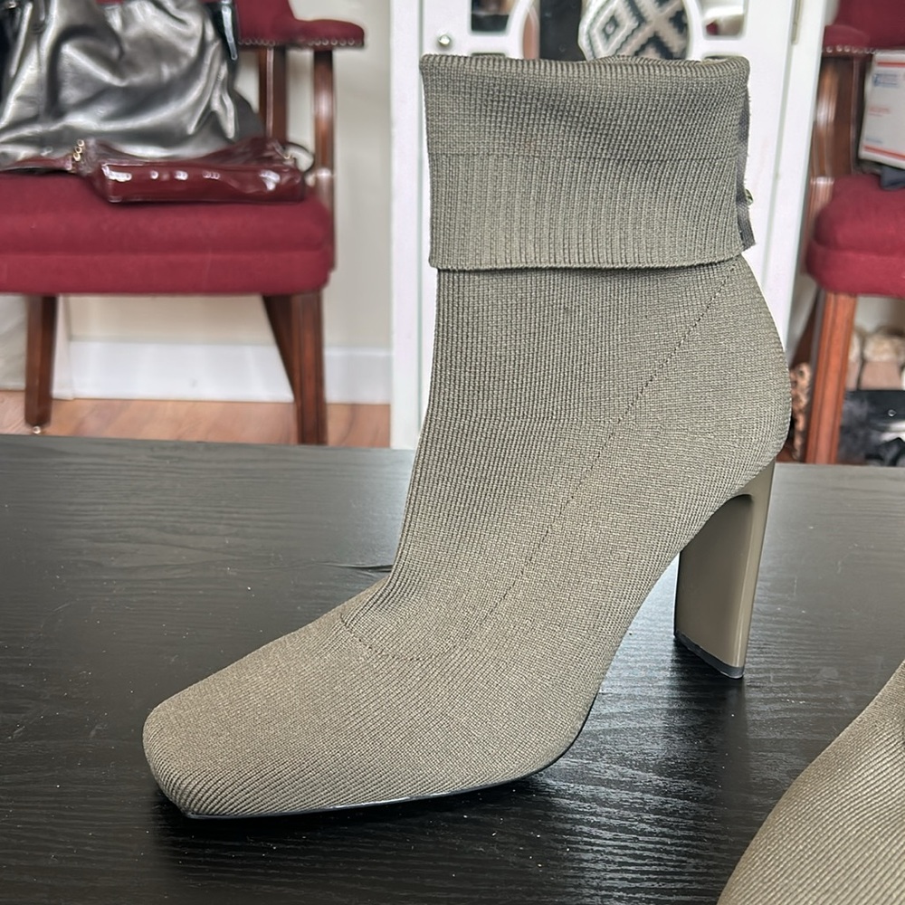 Zara Elegant Olive Sock Ankle Boots - Picture 7 of 9